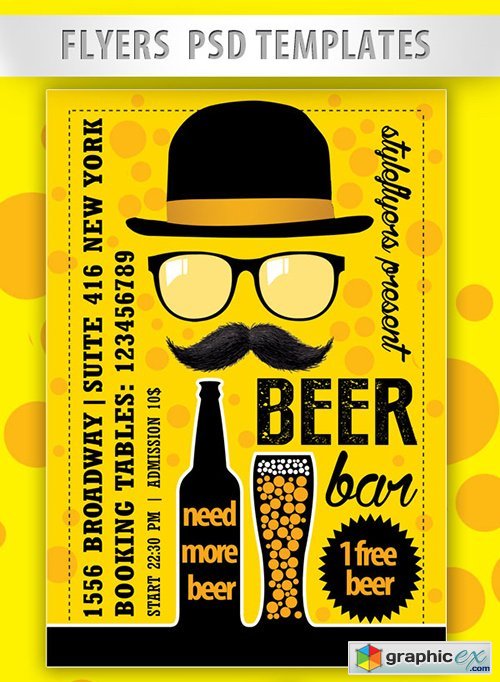 Beer Bar Flyer PSD Template + Facebook Cover