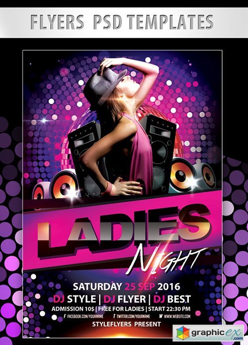 Ladies Night Flyer PSD Template + Facebook Cover