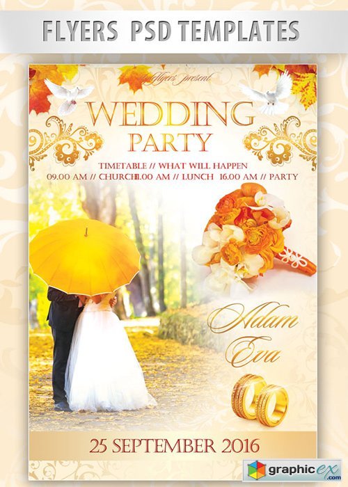 Wedding Party Flyer PSD Template + Facebook Cover