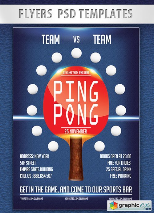 Ping Pong Flyer PSD Template + Facebook Cover