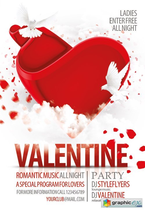 Valentine Party Flyer PSD Template + Facebook Cover