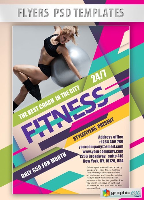 Fitness PSD Flyer PSD Template + Facebook Cover