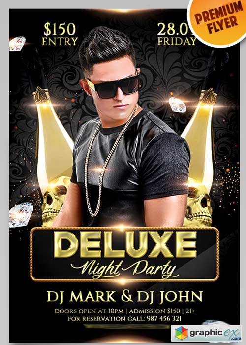 Deluxe Night Party Flyer PSD Template + Facebook Cover