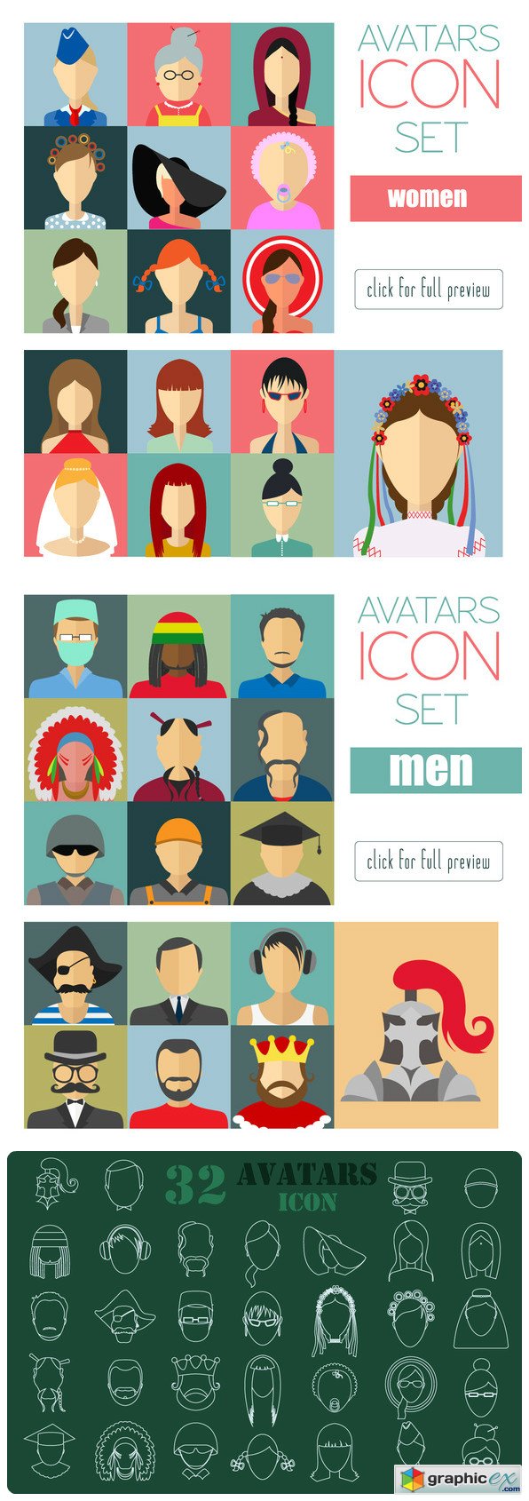 Avatar icon set People characters