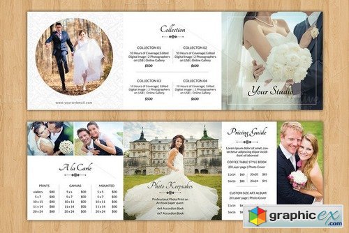 Square Trifold Wedding Brochure-V446