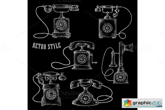 Retro rotary dial telephone icons