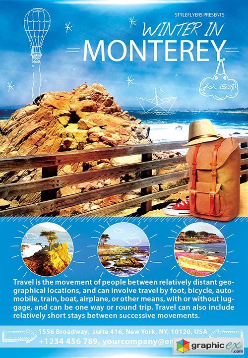 Winter in Monterey Flyer PSD Template + Facebook Cover