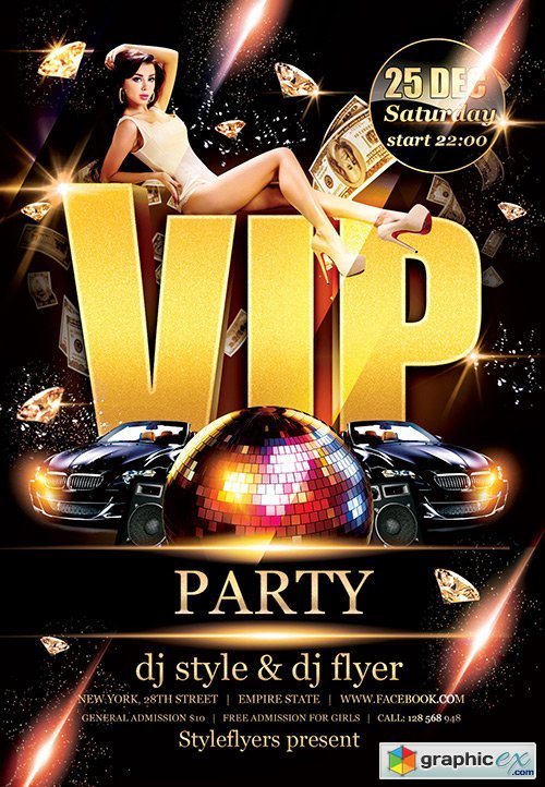 VIP Party PSD Flyer Template + Facebook Cover
