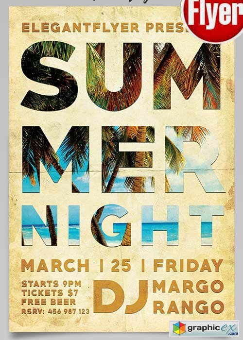 Summer Night V1 Flyer PSD Template + Facebook Cover