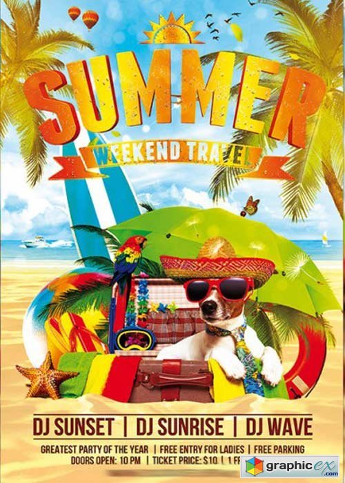 Summer V2 Holiday Travel Premium Flyer Template + Facebook Cover