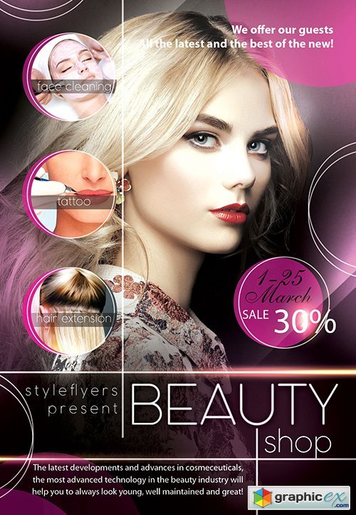 Beauty Shop PSD Flyer Template + Facebook Cover