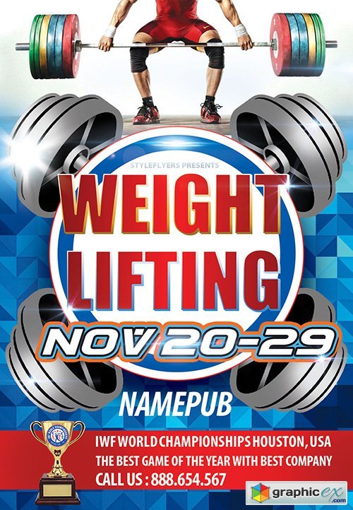 Weightlifting PSD Flyer Template + Facebook Cover