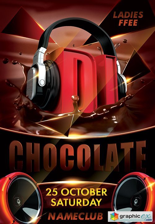 Dj Chocolate PSD Flyer Template + Facebook Cover