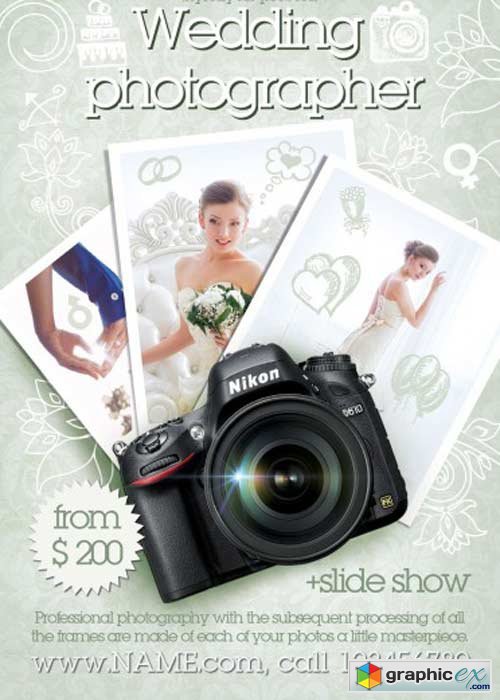 Wedding Photographer V2 Flyer PSD Template + Facebook Cover