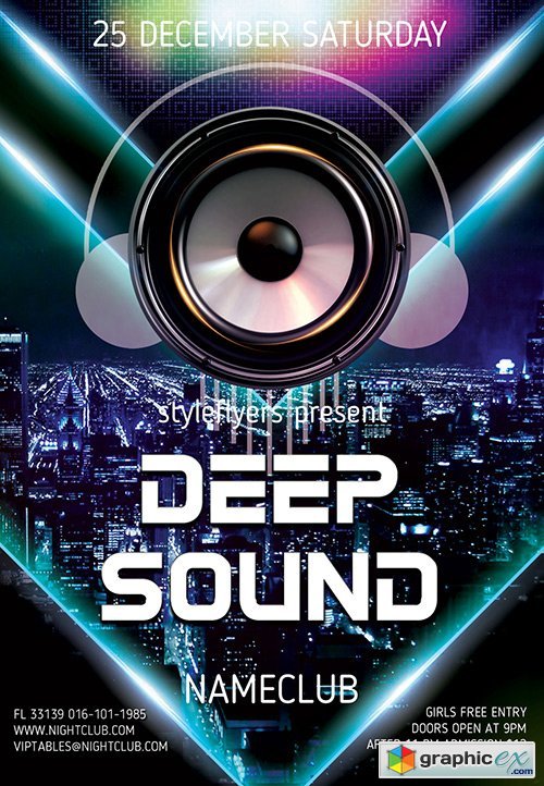 Deep Sound Party PSD Flyer Template + Facebook Cover