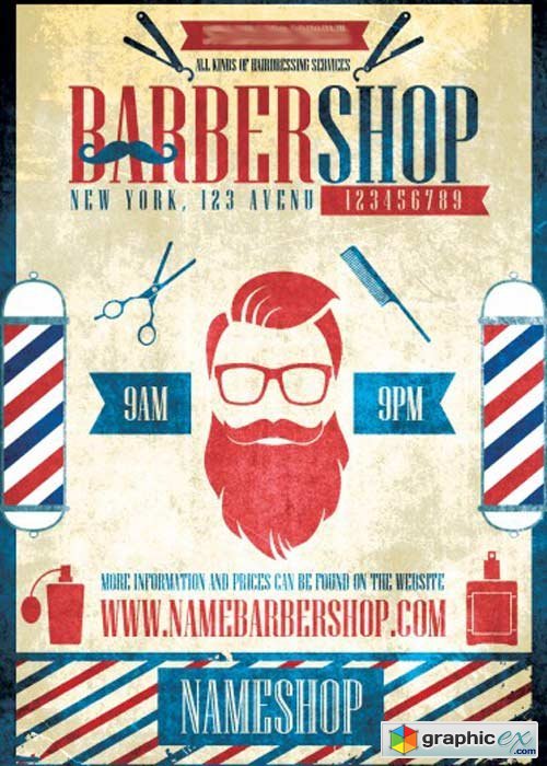 Barbershop Night V1 PSD Flyer Template