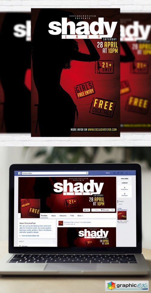 Shady Lady PSD Flyer Template + Facebook Cover