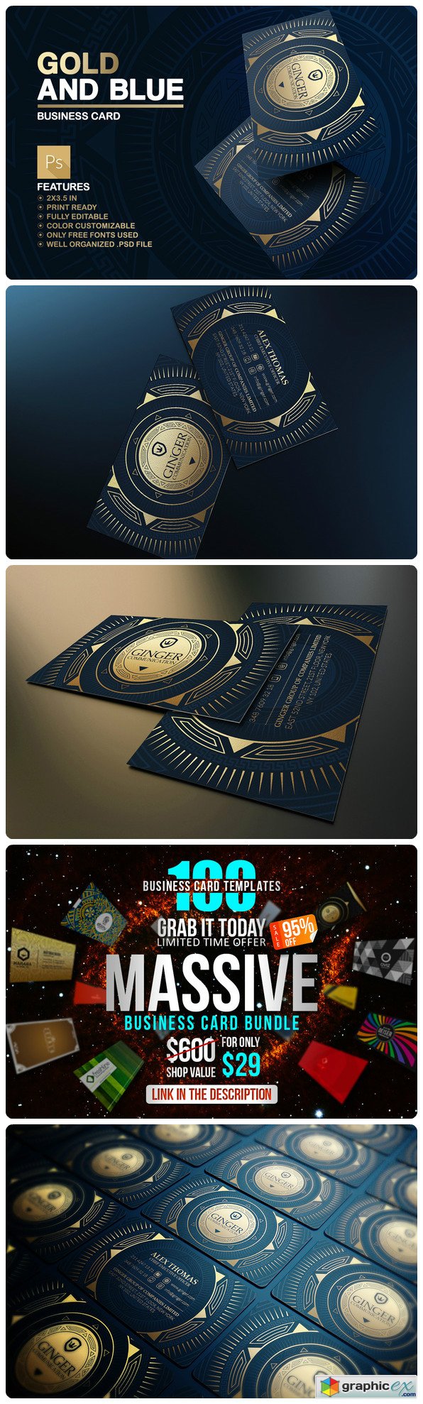 Gold And Blue Business Card