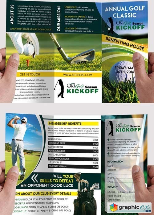 Golf Tournament Premium Tri-Fold PSD Brochure Template