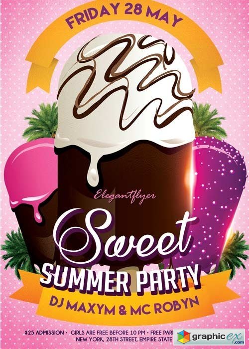 Sweet Summer Party Flyer PSD Template + Facebook Cover
