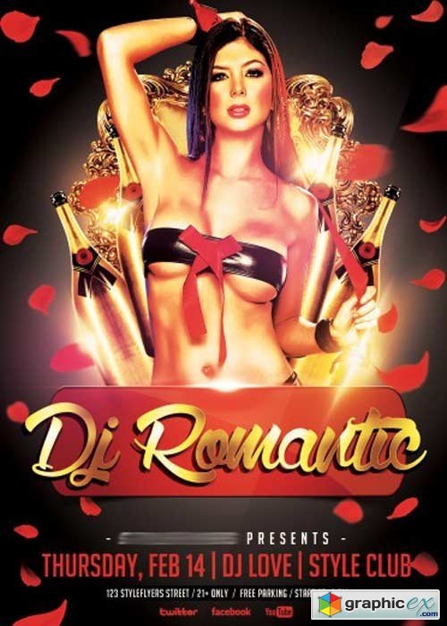 Dj Romantic Flyer PSD Template + Facebook Cover