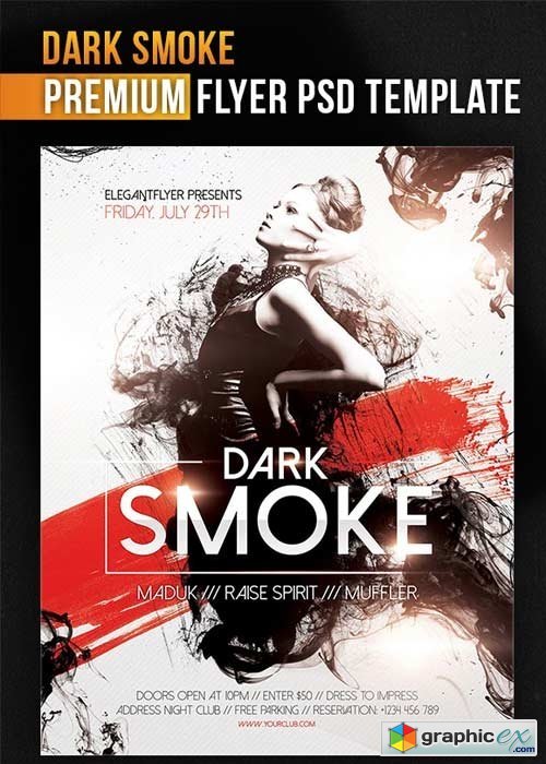Dark Smoke Flyer PSD Template + Facebook Cover