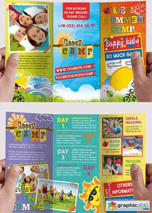 Kids Summer Camp Premium Tri-Fold PSD Brochure Template