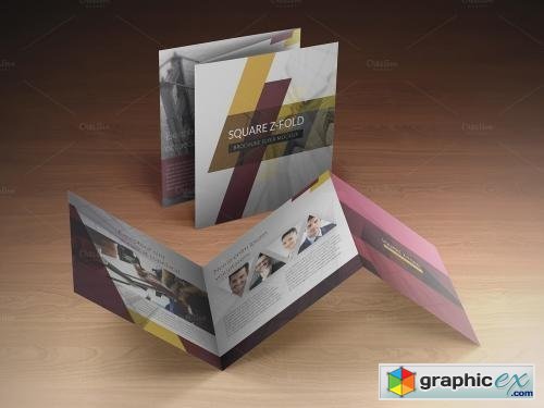 Square Z-Fold Brochure Mockup