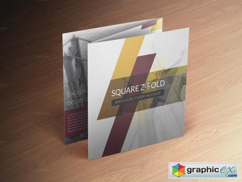 Square Z-Fold Brochure Mockup