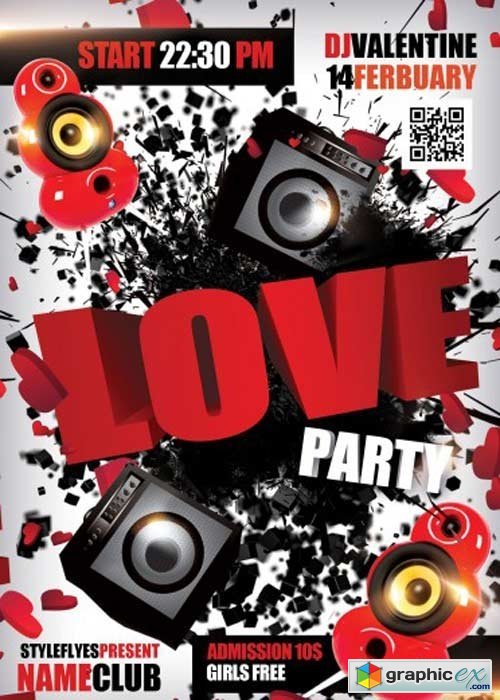Love Party V10 PSD Flyer Template with Facebook Cover