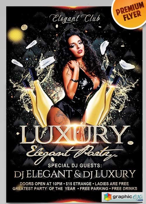 Luxury Elegant Party V2 Flyer PSD Template + Facebook Cover