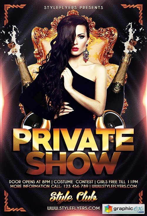 Private show PSD Flyer Template + Facebook Cover