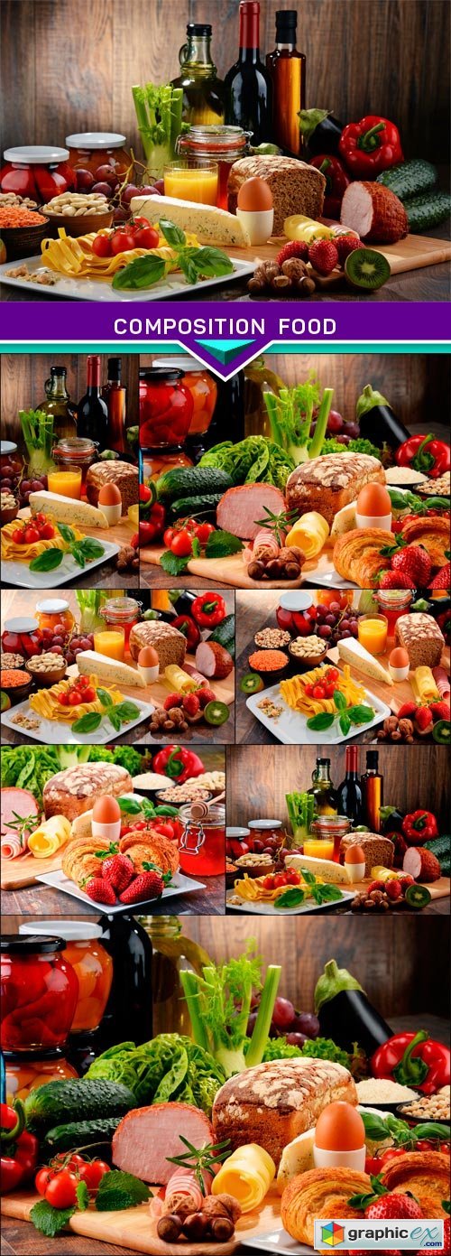 Composition with variety of organic food products 7x JPEG