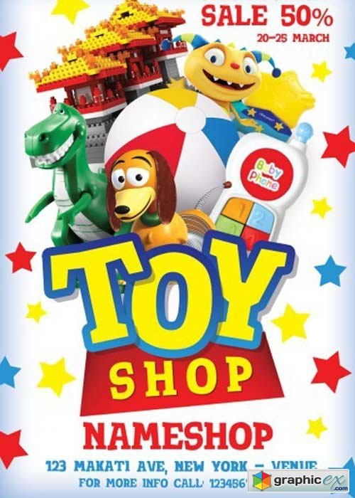 Toy Shop Flyer PSD Template + Facebook Cover