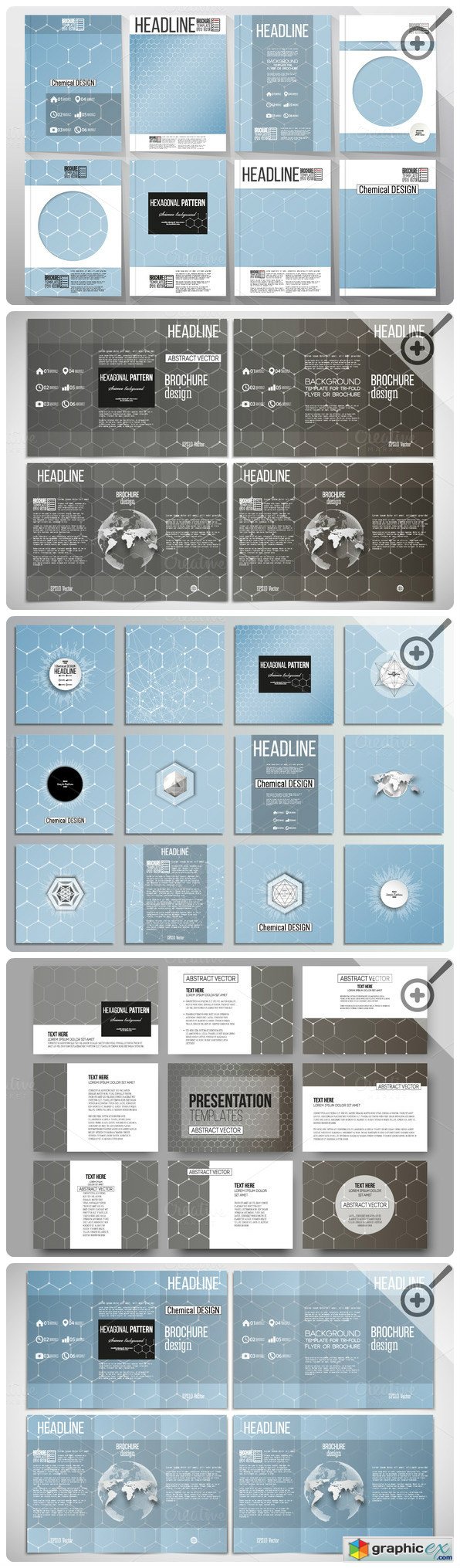 Hexagonal design chemistry templates