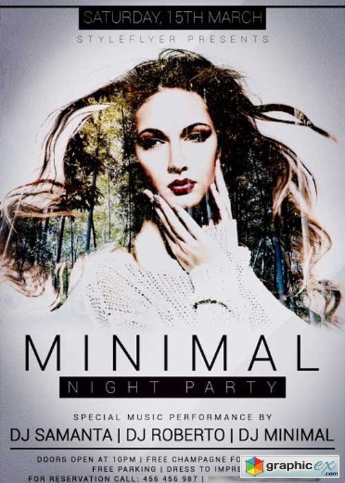 Minimal Night Party V6 PSD Flyer Template + Facebook Cover