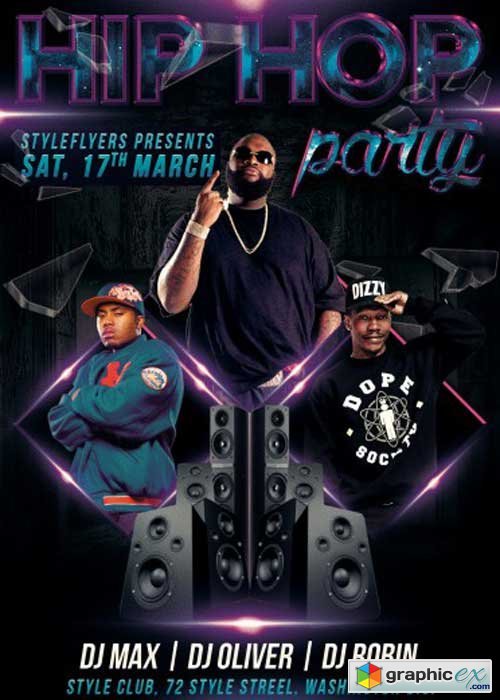 Hip Hop Party V10 PSD Flyer Template + Facebook Cover