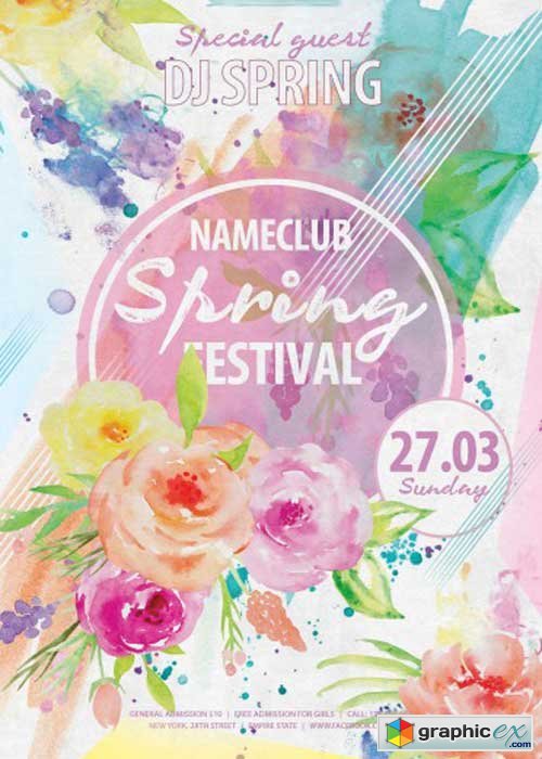 Spring Festival V7 PSD Flyer Template + Facebook Cover