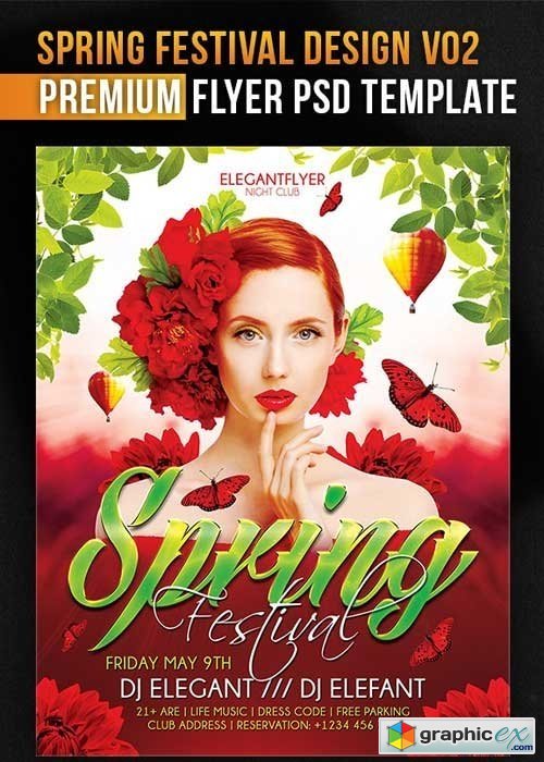 Spring Festival Design V02 Flyer PSD Template + Facebook Cover