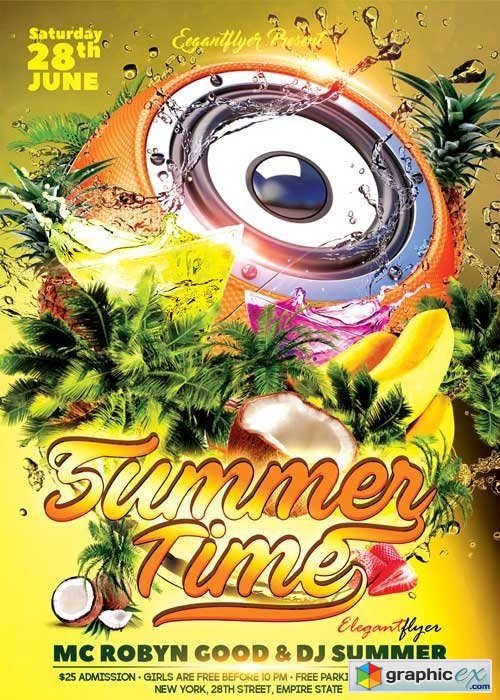 Summer Time V02  Flyer PSD Template + Facebook Cover