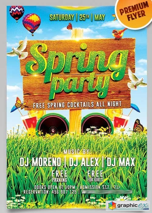 Spring  Flyer PSD Template + Facebook Cover