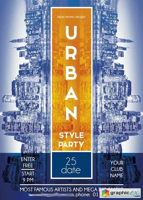 Urban PREMIUM Flyer PSD Template + Facebook Cover