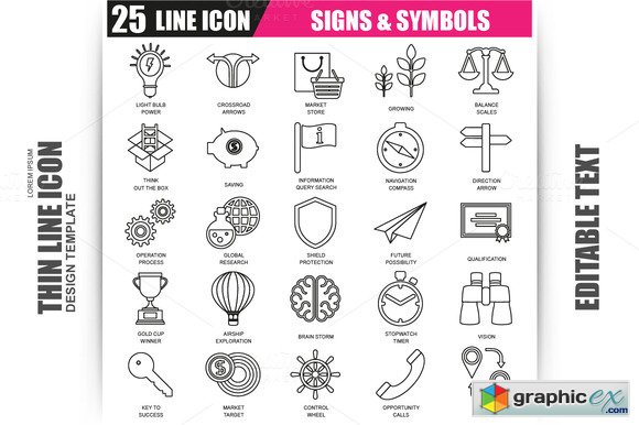 Thin Line Signs And Symbols Icons