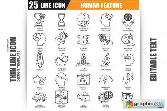 Thin Line Human Feature Icons