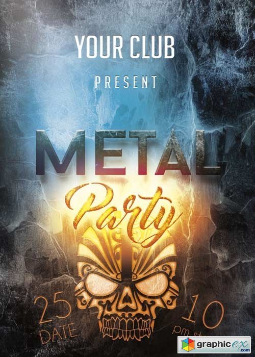 Metal PREMIUM Flyer PSD Template + Facebook Cover