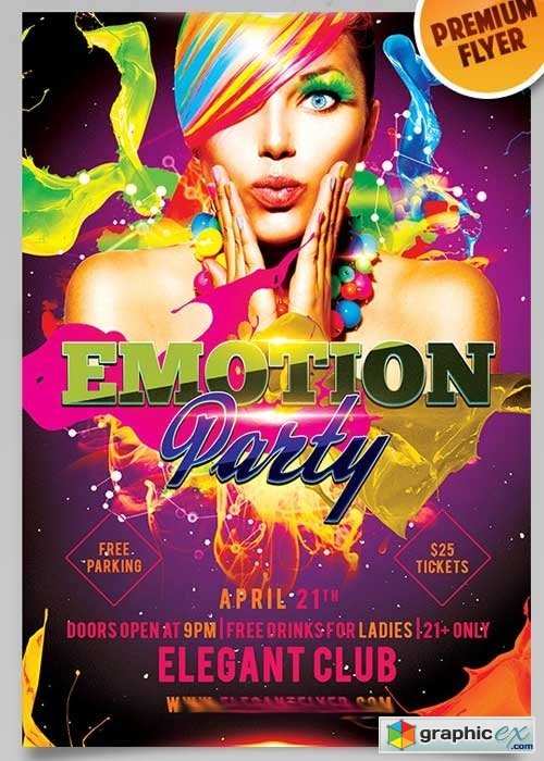 Emotion Party Flyer PSD Template + Facebook Cover