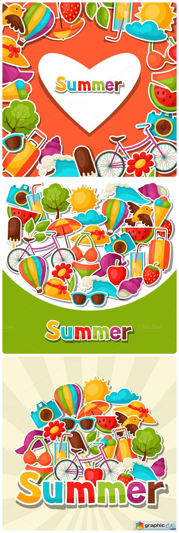 Backgrounds with summer stickers