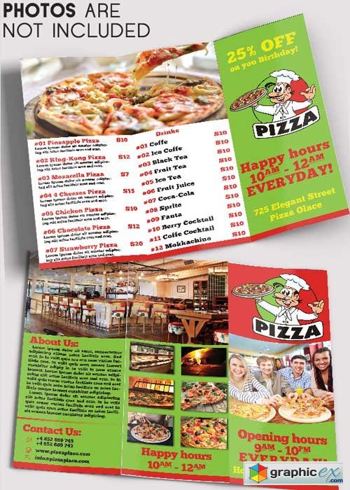 Pizza Place Tri-Fold Brochure PSD Template