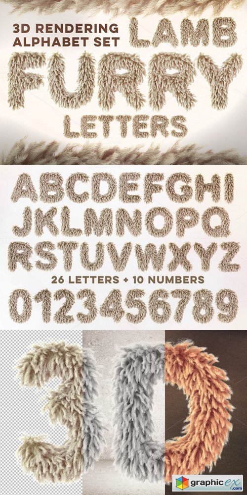 3D Lamb Furry Letters Pack 