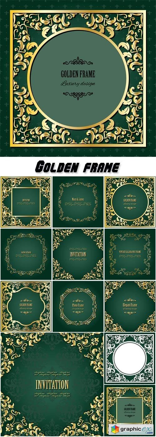 Golden frame, vector invitation